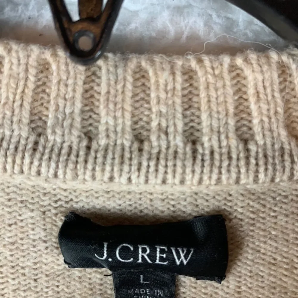 J.Crew Men's Long Sleeve Crewneck Merino Wool Stretch‎ Pullover Sweater Size L